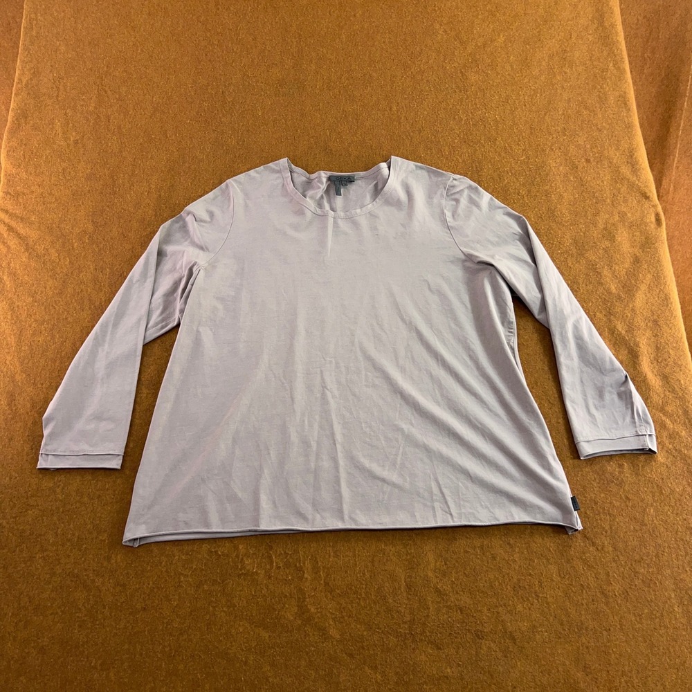OSKA Womens 5 US 14/16 Taupe Long Sleeve Cotton Blend Crew Neck T-Shirt New
